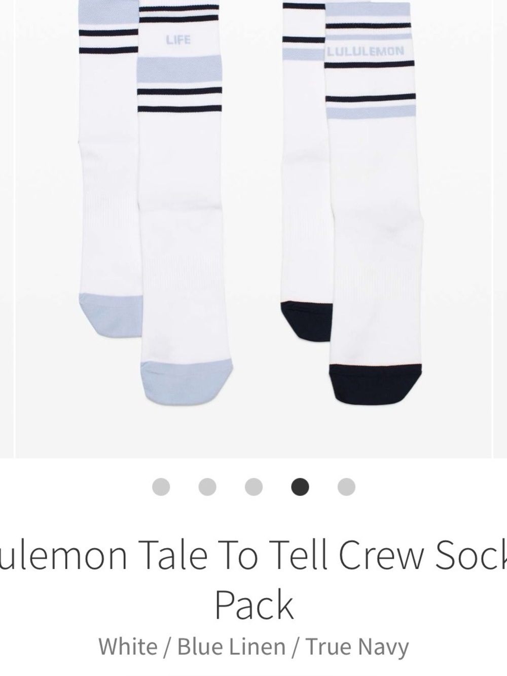 Lululemon Tale To Tell Crew Sock *2 Pack
White / Blue Linen / True Navy